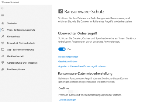 Ransomware-Schutz im Windows Defnder