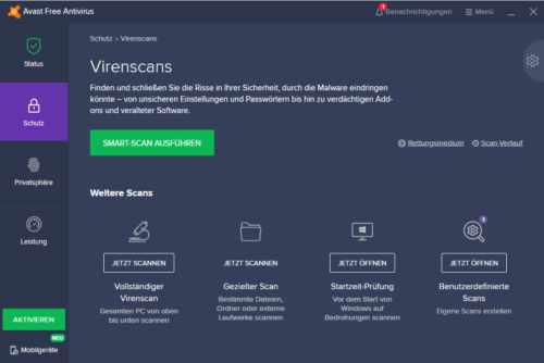 Virenscan in Avast Free Antivirus