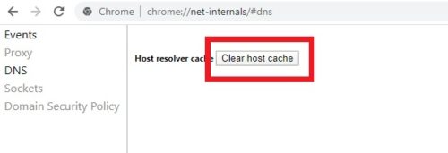 Chrome Clear host cache