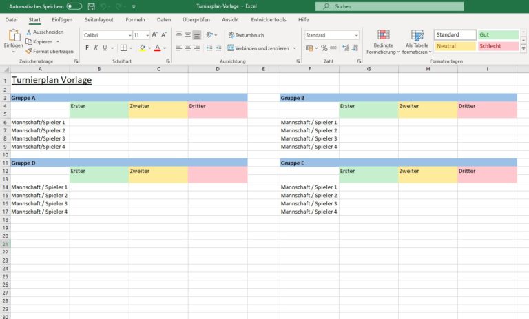 Vorlage Turnierplan Jeder Gegen Jeden Excel Kostenloser Excel Turnierplan: Anleitung & Vorlage zum Download