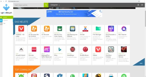 Uptodown Webseite mit apks