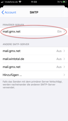 Den SMTP-Server anpassen