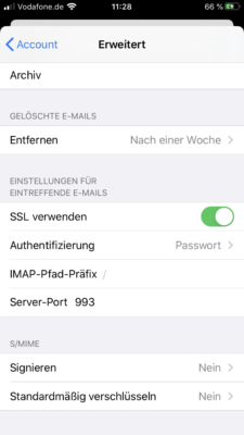 Servername Port und Einstellungen anpassen