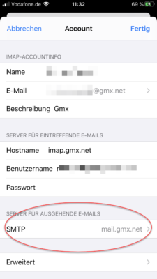 SMTP-Server anpassen