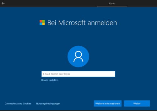 Setup Windows 10 Home ohne Offline-Konto