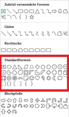 Standardformen in Microsoft Word