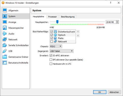 Hardware in VM anpassen