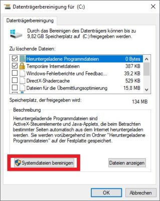 Datenträgerbereinigung SSD unter Windows 10