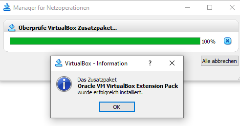 Oracle VirtualBox Extension Pack aktualisiert