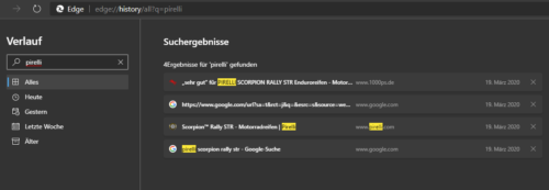 Viele Browser bieten einen Browserverlauf mit Suchfunktion