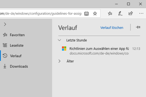 Browserverlauf in Microsoft Edge