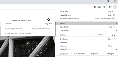 Browserverlauf in Chrome anzeigen