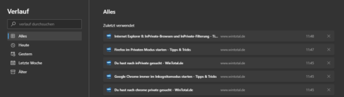 Browserverlauf in Edge Chromium