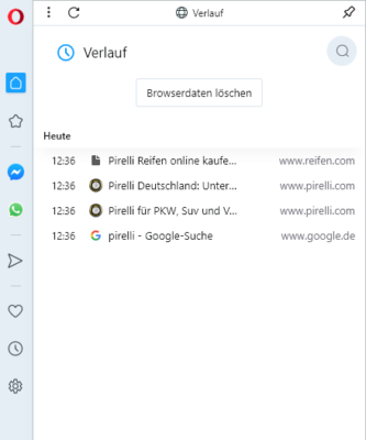 Browserverlauf in Opera