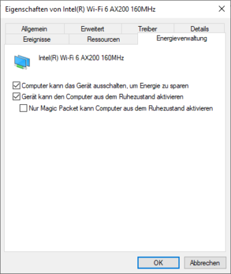 Windows 10 für Wake on LAN konfigurieren