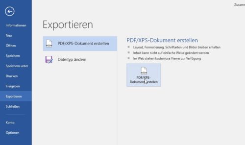 Word-Dokument als PDF exportieren