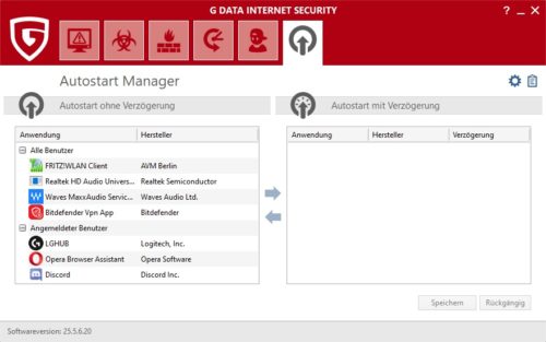 Autostart Manager in G DATA Internet Security
