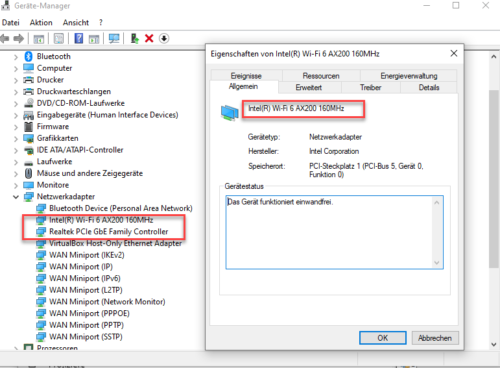 Netzwerkadapter im Geräte-Manager