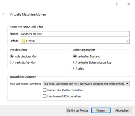 Klonen einer VM