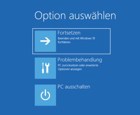 Erweiterter Start zur Fehlerbehebung wie page fault in nonpaged area in Windows 10.