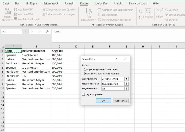 Spezialfilter in Excel anwenden Tabellen filtern wie ein Profi Tipps & Tricks