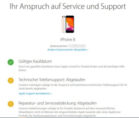 Status der Apple-Garantie