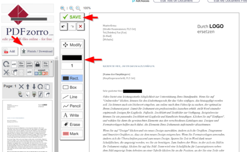 PDFZorro kann online Dokumente schwärzen