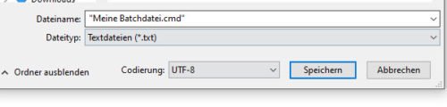 Batch-Datei in Notepad erstellen