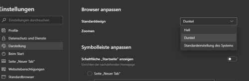 Darstellung Black Modus in Edge