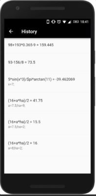 Screenshot der Kalkules Taschenrechner-App
