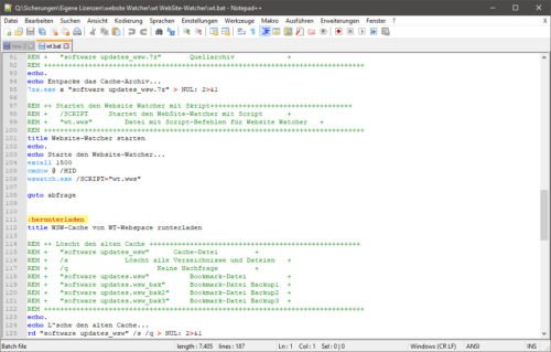 komplexe Batch-Datei in Notepad ++