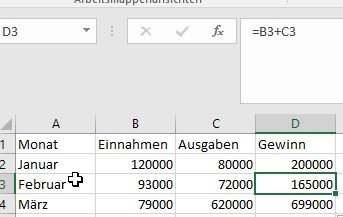 Geänderte Summenformel nach dem Herunterziehen in Excel