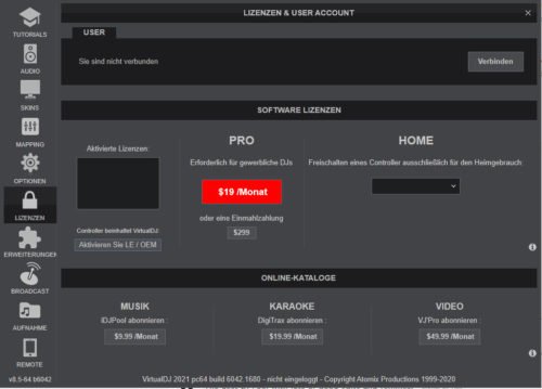 Lizenzen von VirtualDJ
