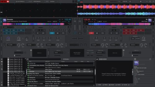 Performance-Layout von VirtualDJ mit Video und Effekte