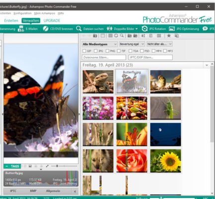 Verwaltungsfunktionen von Ashampoo Photo Commander Free