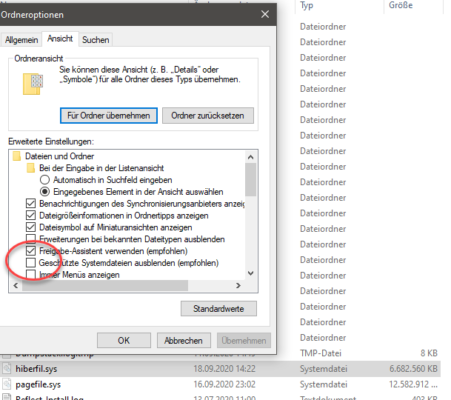 hiberfil.sys im Systemlaufwerk