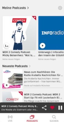 Screenshot der radioplayer.de fm Radio App