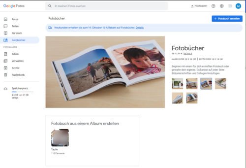 Fotobücher aus Google Photos heraus