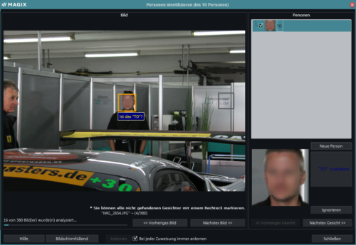 Gesichtserkennung in Magix Photo Manager
