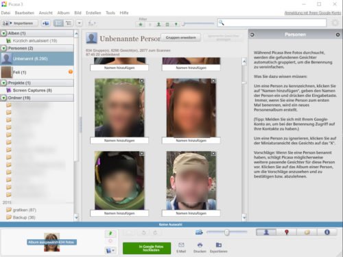 Gesichtserkennung in Picasa
