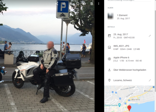 Google Photos stellt auch Geodaten dar.