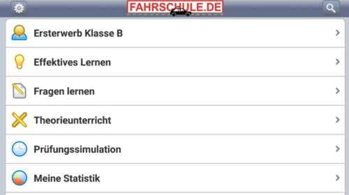 Screenshot der Fahrschule.de Führerschein App