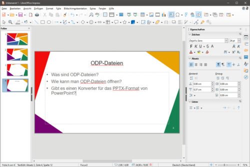 Impress öffnet und speichert ein ODP-Datei