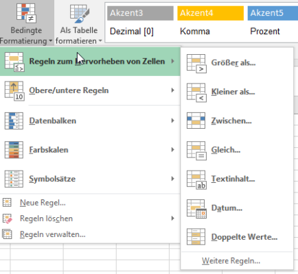 Bedinge Formatierung in Excel