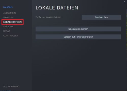 Steam-Spiele verschieben: Einstellungen für lokale Dateien im Steam-Client