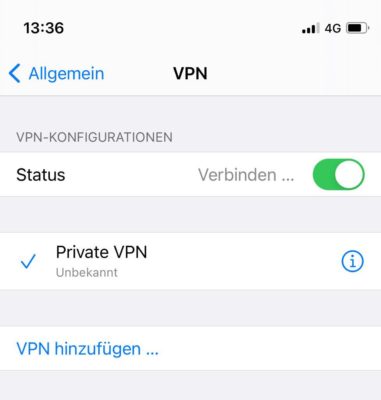 iPhone VPN verbinden