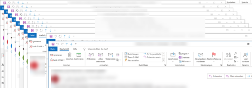 geöffnete Fenster von gelesenen Mails in Outlook