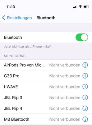 Bluetooth auf dem iPhone