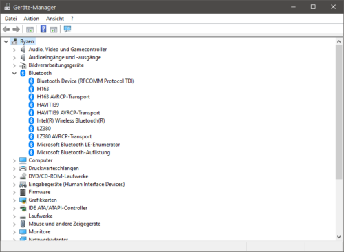 Bluetooth im Gerätemanager von Windows 10
