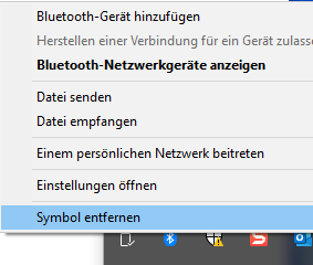 Bluetooth im Systemtray von Windows 10